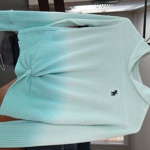 Beautiful mint green colors, long sleeve sweatshirt, front tie